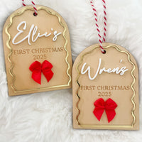 Baby’s First Christmas Keepsake – Wooden + Gold Mirror Edge