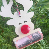 Personalised Reindeer Christmas Money Holder Ornament