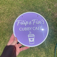 Personalised Cubby Café Sign – Custom Playhouse Décor (Acrylic)