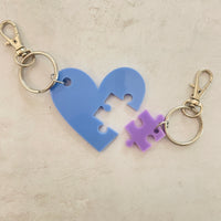 Puzzle Heart Keyring Sets