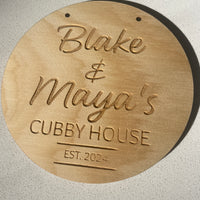 Personalised Cubby House Sign – Custom Wooden Playhouse Name Plaque