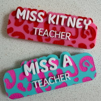 Personalised Leopard Print Name Badge