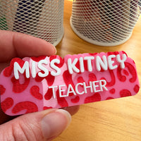 Personalised Leopard Print Name Badge