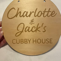 Personalised Cubby House Sign – Custom Wooden Playhouse Name Plaque