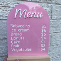 Acrylic Cafe Menu Sign