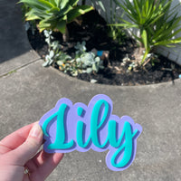 Personalised double layered name sign SMALL 7.5cm high - FREE SHIPPING