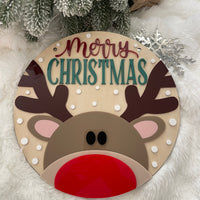 Merry Christmas Reindeer Sign – Wooden & Acrylic Decoration