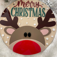 Merry Christmas Reindeer Sign – Wooden & Acrylic Decoration