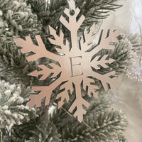 Personalised Mirror & Metallic Snowflake Decoration – Silver