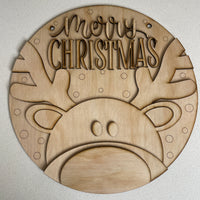 DIY Merry Christmas Reindeer Sign – 30cm Wooden Craft Kit
