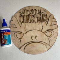 DIY Merry Christmas Reindeer Sign – 30cm Wooden Craft Kit