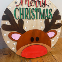 DIY Merry Christmas Reindeer Sign – 30cm Wooden Craft Kit