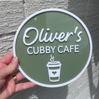 Personalised Cubby Café Sign – Custom Playhouse Décor (Acrylic)