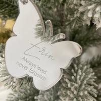 Personalised In Memory Christmas Ornament – Silver or Gold Mirror Acrylic