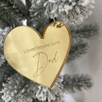 Personalised In Memory Christmas Ornament – Silver or Gold Mirror Acrylic
