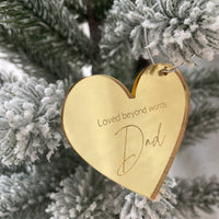 Personalised In Memory Christmas Ornament – Silver or Gold Mirror Acrylic
