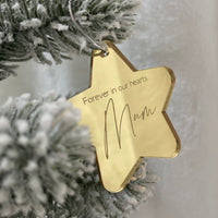Personalised In Memory Christmas Ornament – Silver or Gold Mirror Acrylic