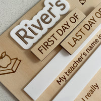 Personalised First & Last day of school boards - Interchangeable First/Last