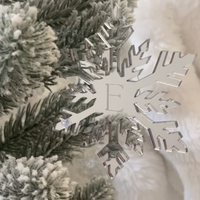 Personalised Mirror & Metallic Snowflake Decoration – Silver