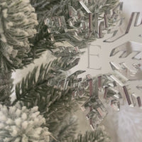 Personalised Mirror & Metallic Snowflake Decoration – Silver