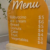 Acrylic Cafe Menu Sign