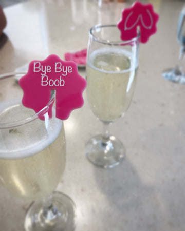 ‘Bye Bye Boob’ Mastectomy Party Pink Drink Tags