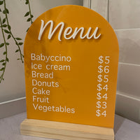 Acrylic Cafe Menu Sign