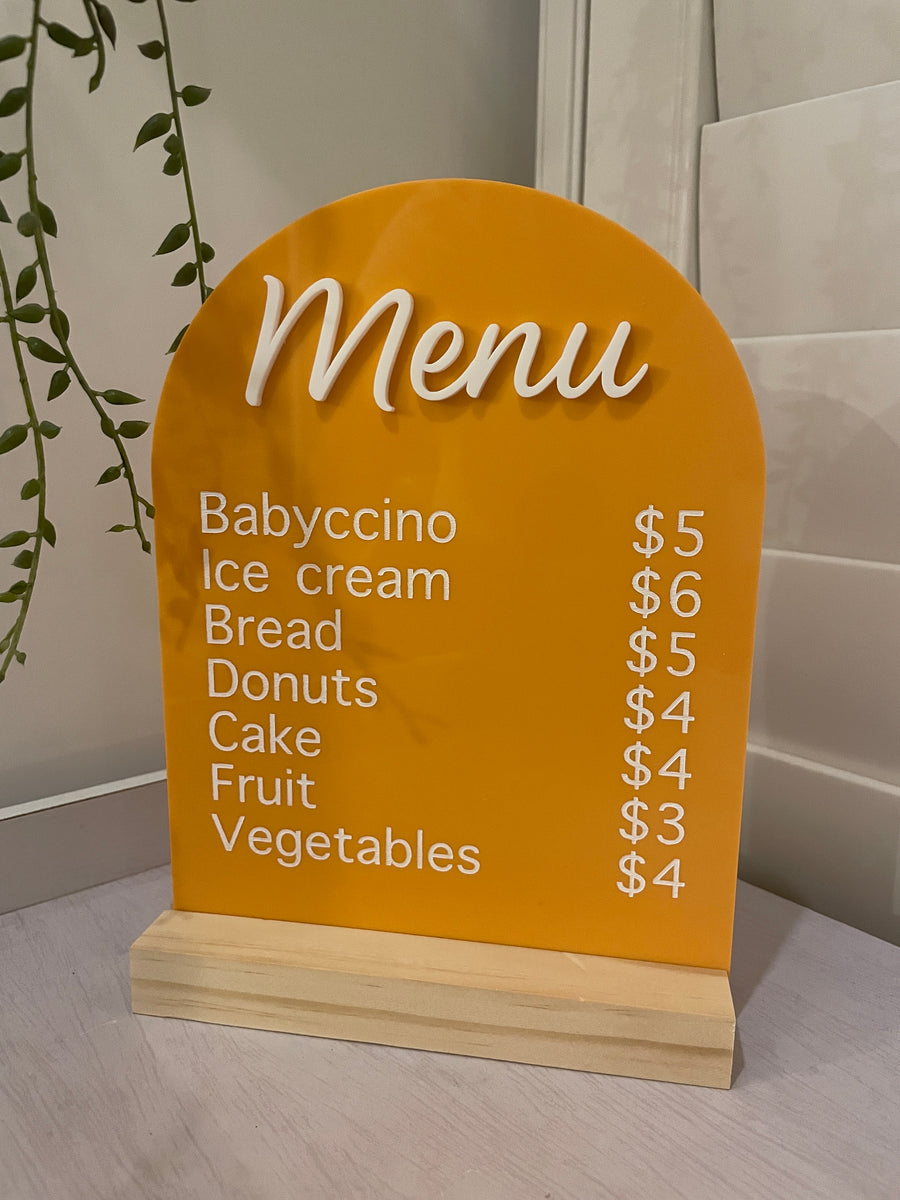 Acrylic Cafe Menu Sign