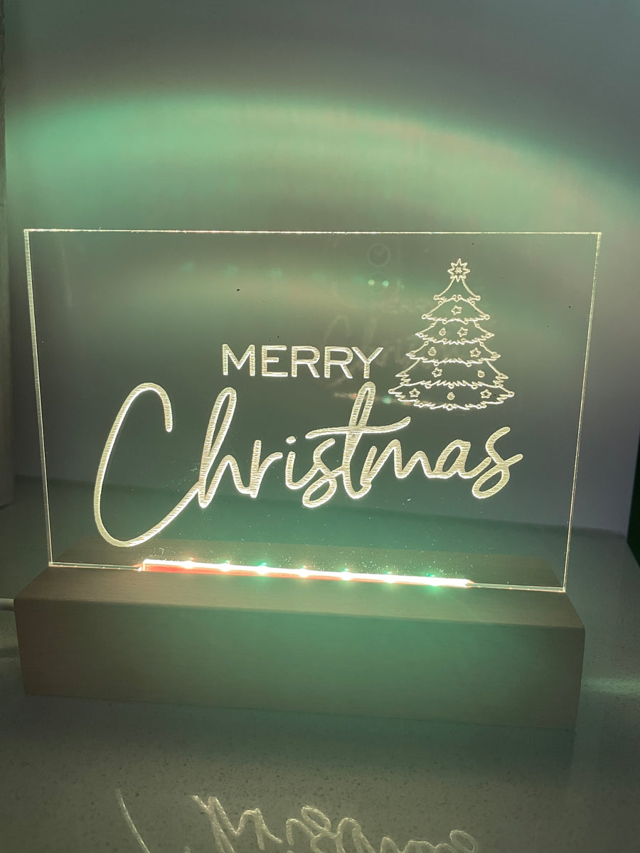 Merry Christmas LED light base and sign