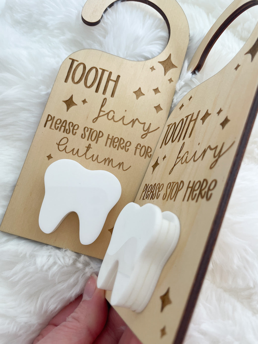 Personalised Tooth Fairy Door Hanger with Tooth Holder