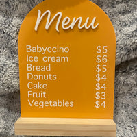 Acrylic Cafe Menu Sign