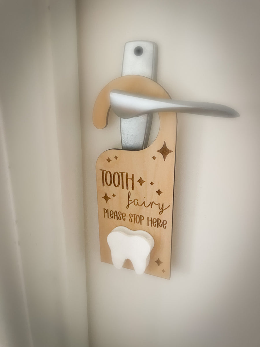 Personalised Tooth Fairy Door Hanger with Tooth Holder