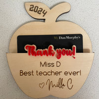 Custom Teacher Apple gift voucher holder