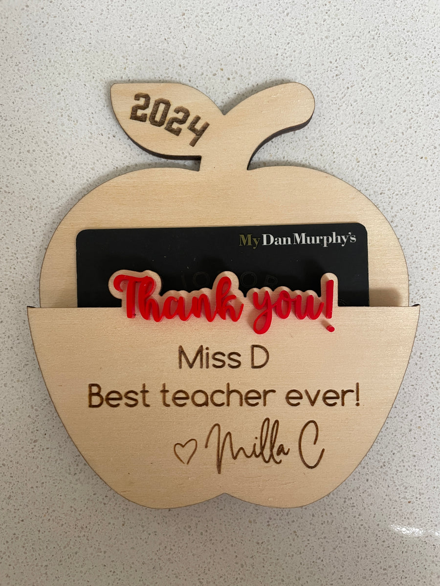 Custom Teacher Apple gift voucher holder