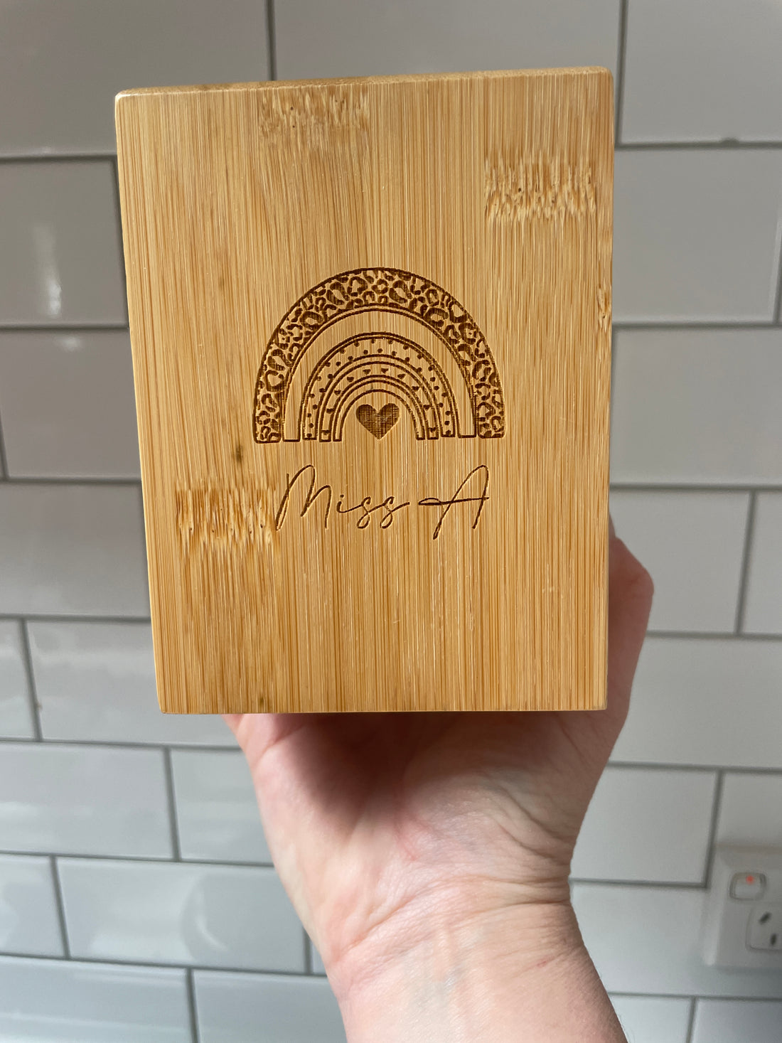 Personalised bamboo pen cup