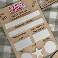 Personalised First & Last day of school boards - Interchangeable First/Last