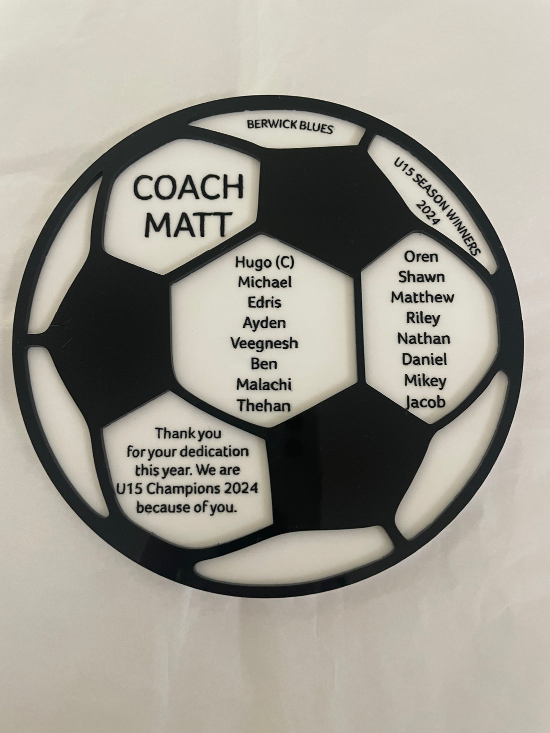 Soccer Coach Thank You Plaque