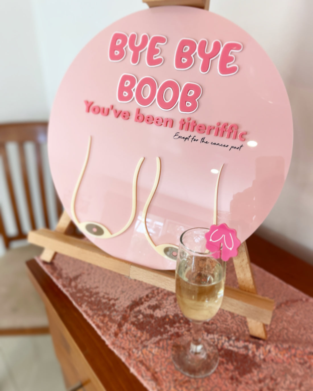 ‘Bye Bye Boob’ Mastectomy Party Pink Drink Tags