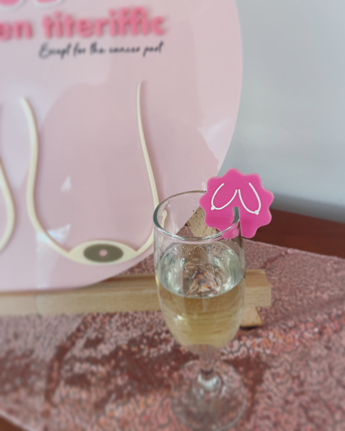 ‘Bye Bye Boob’ Mastectomy Party Pink Drink Tags