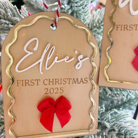Baby’s First Christmas Keepsake – Wooden + Gold Mirror Edge