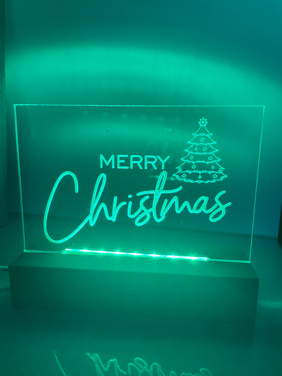 Merry Christmas LED light base and sign