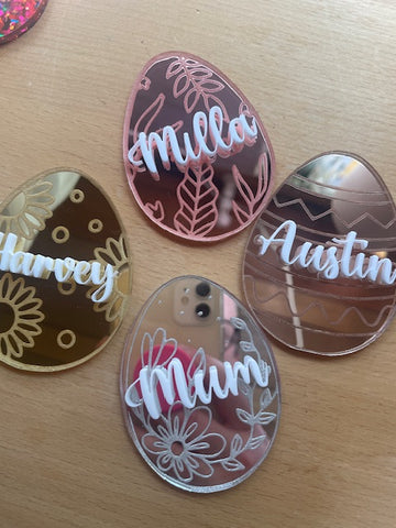 Personalised Easter Egg Table Name Decorations - Mirrored