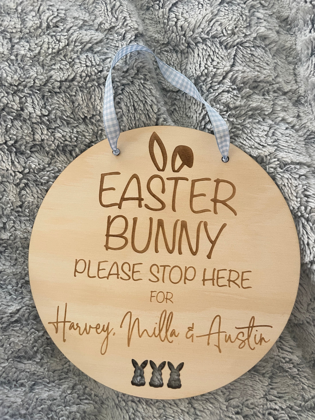 Personalised Easter Bunny Stop Here Sign – Emma Jae Custom Laser Designs