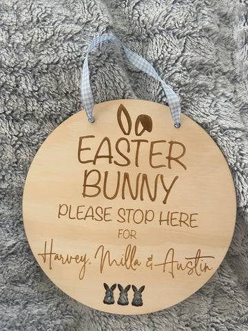 Personalised Easter Bunny Stop Here Sign