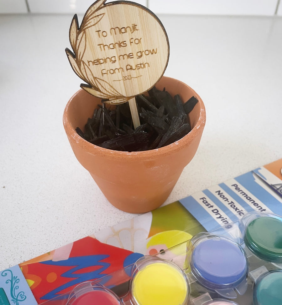 MINI Teacher Appreciation Personalised Planter Stick - Natural Bamboo