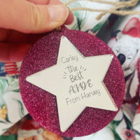 Personalised Best Teacher & Best Aide glitter Christmas decoration