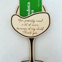 Teacher Appreciation Wine Glass Gift Card Holder