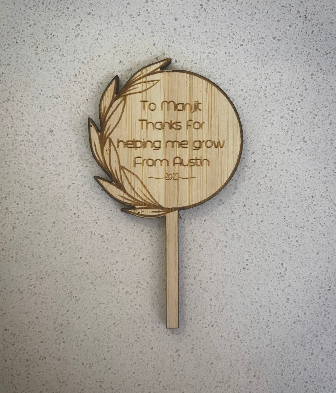 MINI Teacher Appreciation Personalised Planter Stick - Natural Bamboo