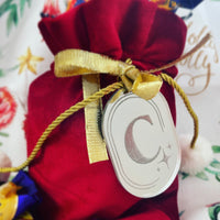 Small Christmas Bag with Initial Keyring