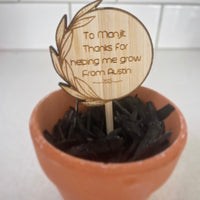 MINI Teacher Appreciation Personalised Planter Stick - Natural Bamboo